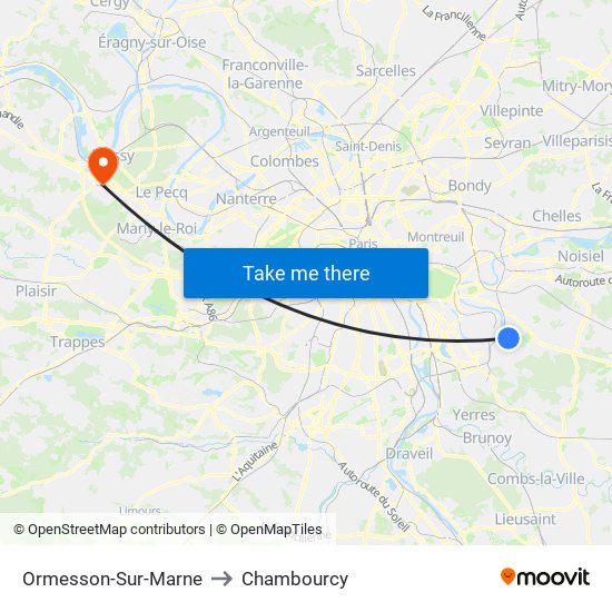 Ormesson-Sur-Marne to Chambourcy map
