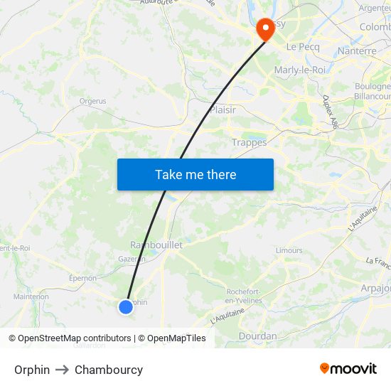 Orphin to Chambourcy map