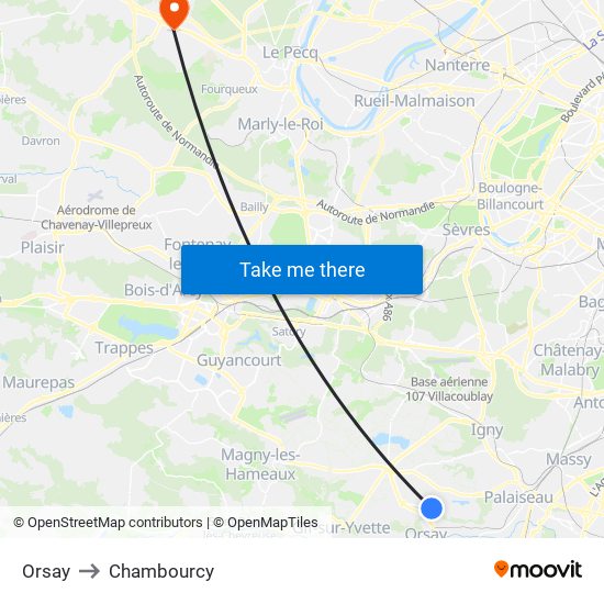 Orsay to Chambourcy map