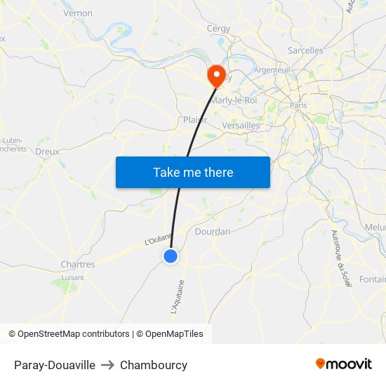 Paray-Douaville to Chambourcy map