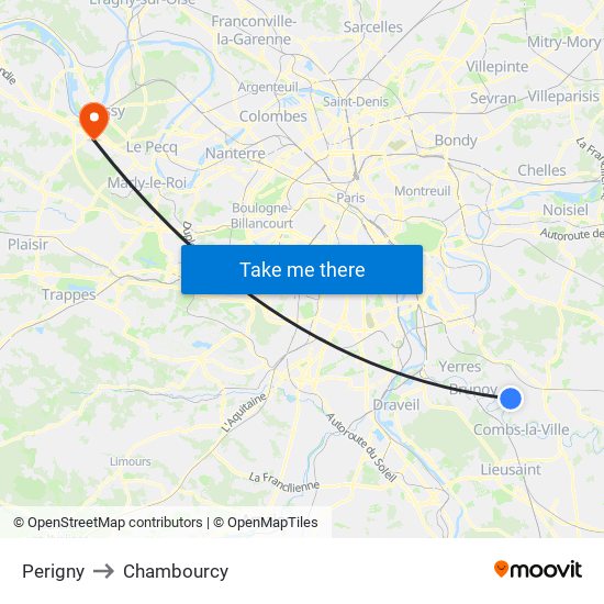 Perigny to Chambourcy map