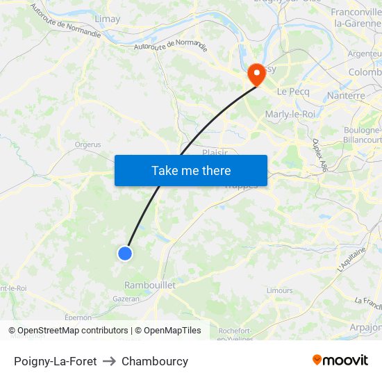 Poigny-La-Foret to Chambourcy map
