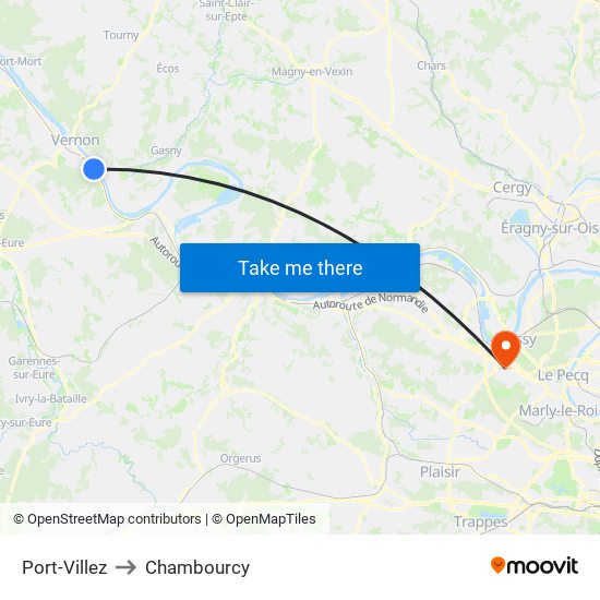 Port-Villez to Chambourcy map