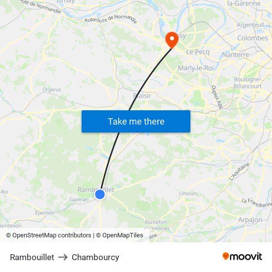 Rambouillet to Chambourcy map