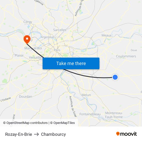 Rozay-En-Brie to Chambourcy map
