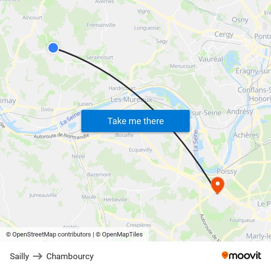 Sailly to Chambourcy map