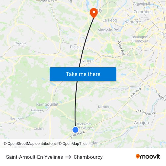 Saint-Arnoult-En-Yvelines to Chambourcy map