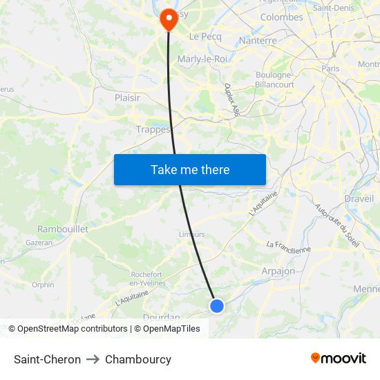 Saint-Cheron to Chambourcy map