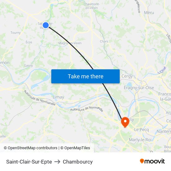 Saint-Clair-Sur-Epte to Chambourcy map