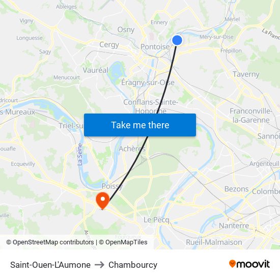 Saint-Ouen-L'Aumone to Chambourcy map