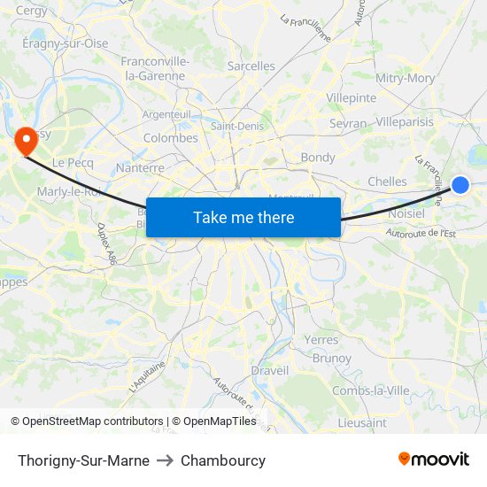 Thorigny-Sur-Marne to Chambourcy map