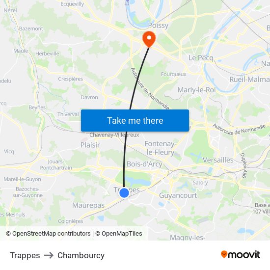 Trappes to Chambourcy map