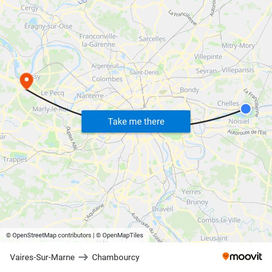 Vaires-Sur-Marne to Chambourcy map