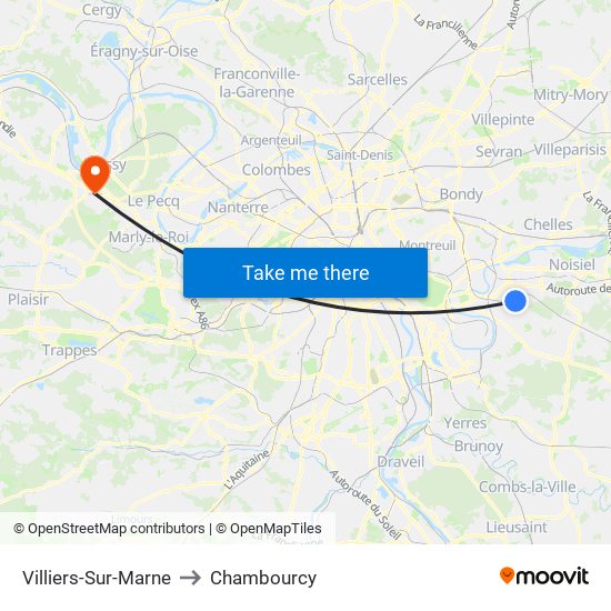 Villiers-Sur-Marne to Chambourcy map