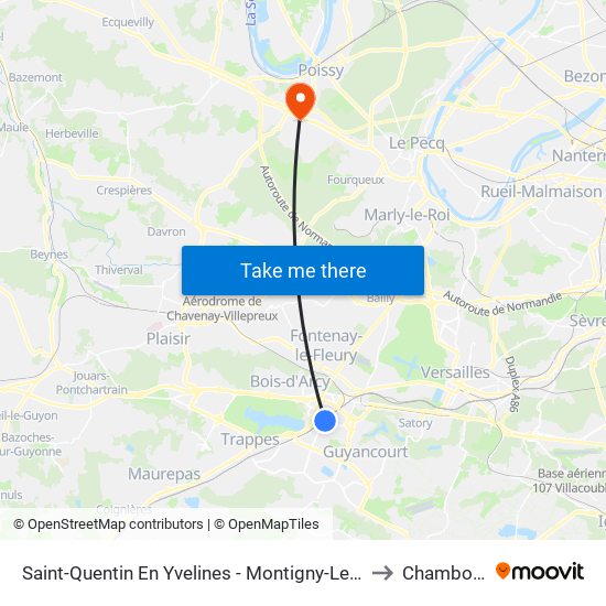 Saint-Quentin En Yvelines - Montigny-Le-Bretonneux to Chambourcy map