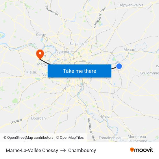 Marne-La-Vallée Chessy to Chambourcy map