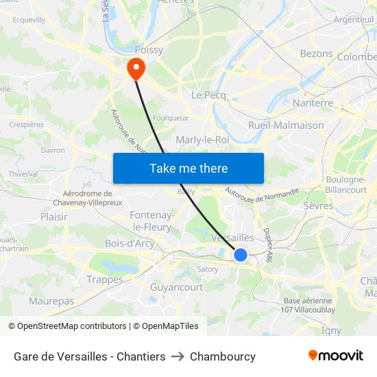 Gare de Versailles - Chantiers to Chambourcy map