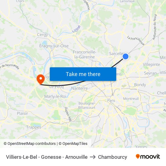 Villiers-Le-Bel - Gonesse - Arnouville to Chambourcy map