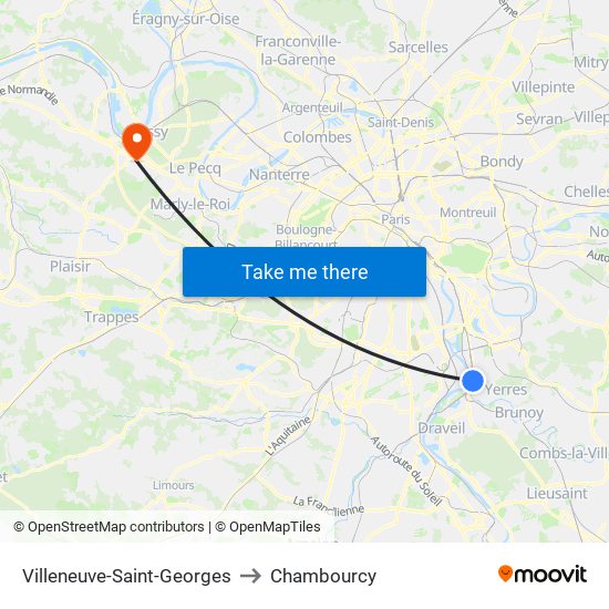 Villeneuve-Saint-Georges to Chambourcy map