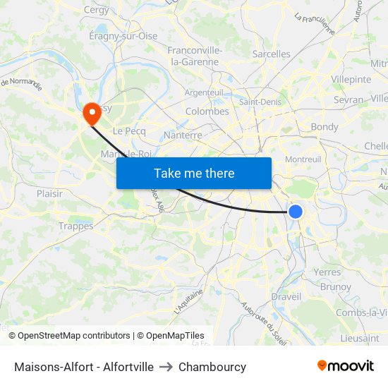 Maisons-Alfort - Alfortville to Chambourcy map