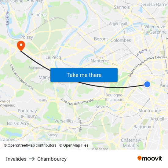 Invalides to Chambourcy map