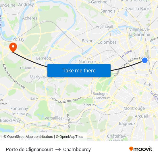 Porte de Clignancourt to Chambourcy map