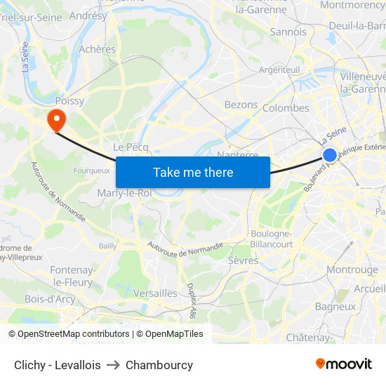 Clichy - Levallois to Chambourcy map