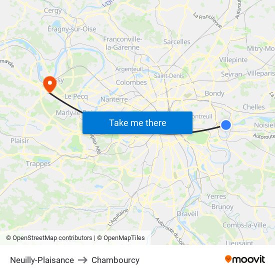 Neuilly-Plaisance to Chambourcy map