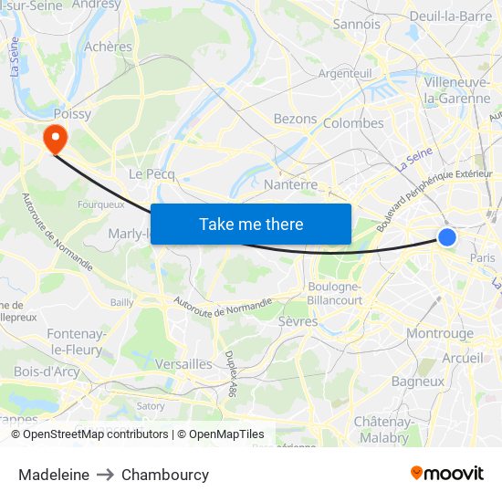 Madeleine to Chambourcy map