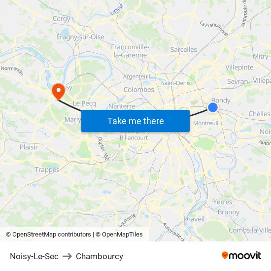Noisy-Le-Sec to Chambourcy map