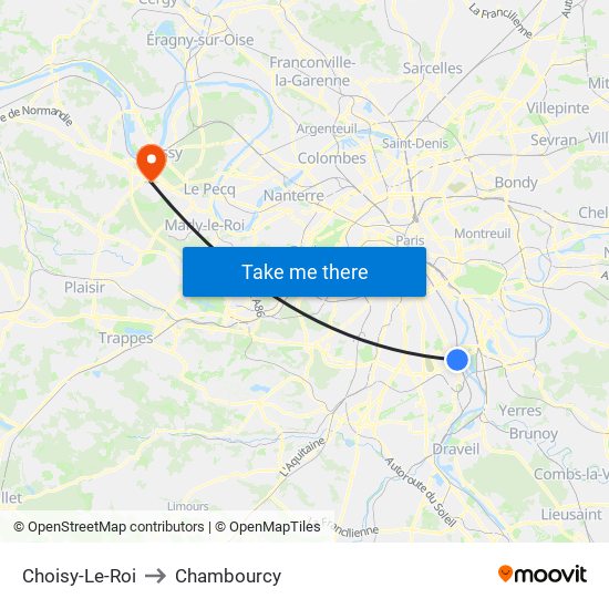 Choisy-Le-Roi to Chambourcy map