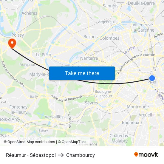 Réaumur - Sébastopol to Chambourcy map
