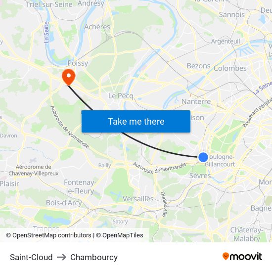 Saint-Cloud to Chambourcy map