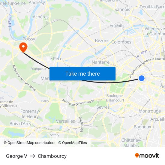 George V to Chambourcy map