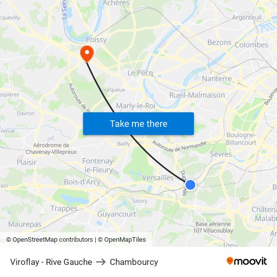 Viroflay - Rive Gauche to Chambourcy map