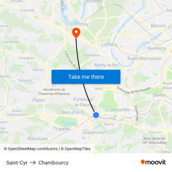 Saint-Cyr to Chambourcy map