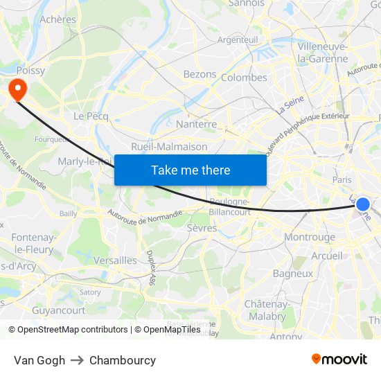 Van Gogh to Chambourcy map