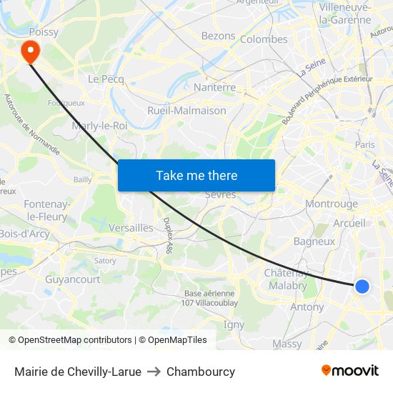 Mairie de Chevilly-Larue to Chambourcy map