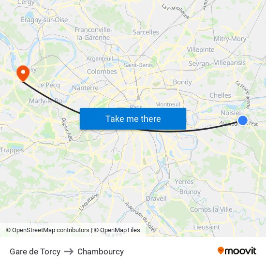 Gare de Torcy to Chambourcy map
