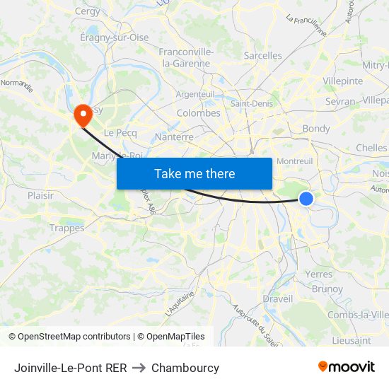 Joinville-Le-Pont RER to Chambourcy map