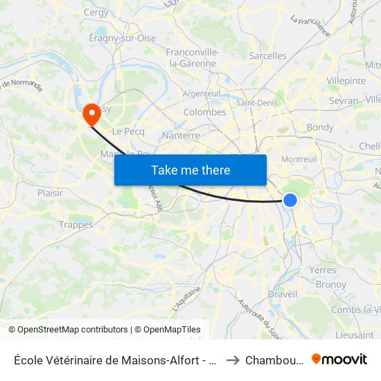 École Vétérinaire de Maisons-Alfort - Métro to Chambourcy map