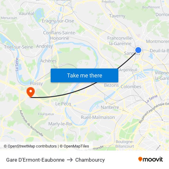 Gare D'Ermont-Eaubonne to Chambourcy map