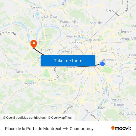 Place de la Porte de Montreuil to Chambourcy map