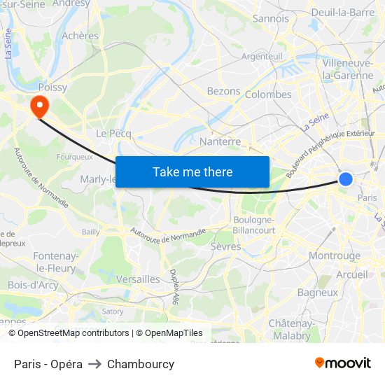 Paris - Opéra to Chambourcy map
