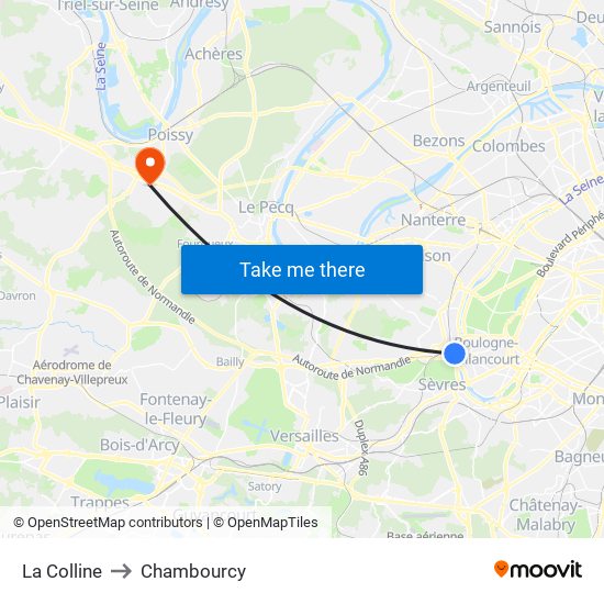 La Colline to Chambourcy map