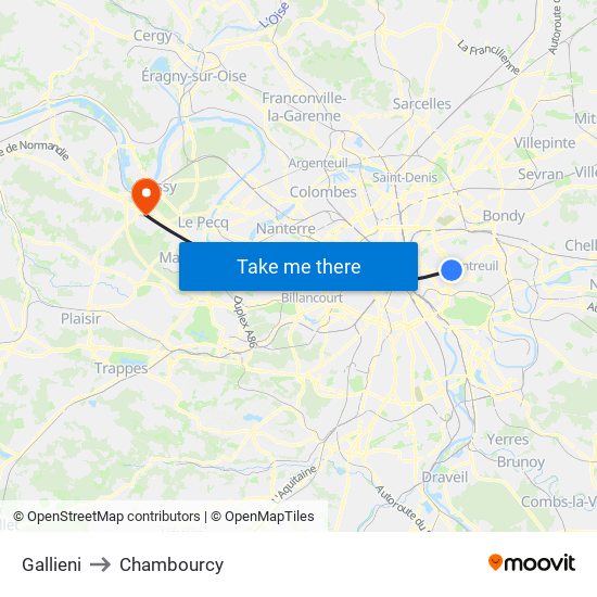 Gallieni to Chambourcy map