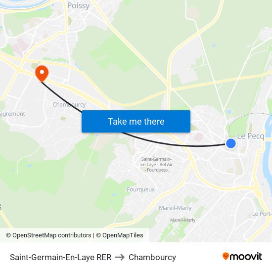 Saint-Germain-En-Laye RER to Chambourcy map