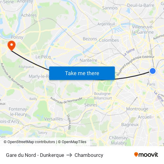 Gare du Nord - Dunkerque to Chambourcy map