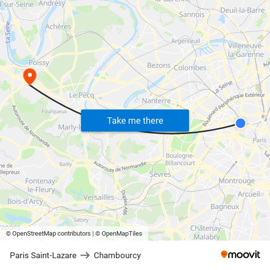 Paris Saint-Lazare to Chambourcy map