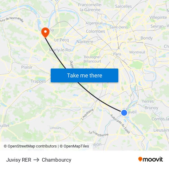 Juvisy RER to Chambourcy map